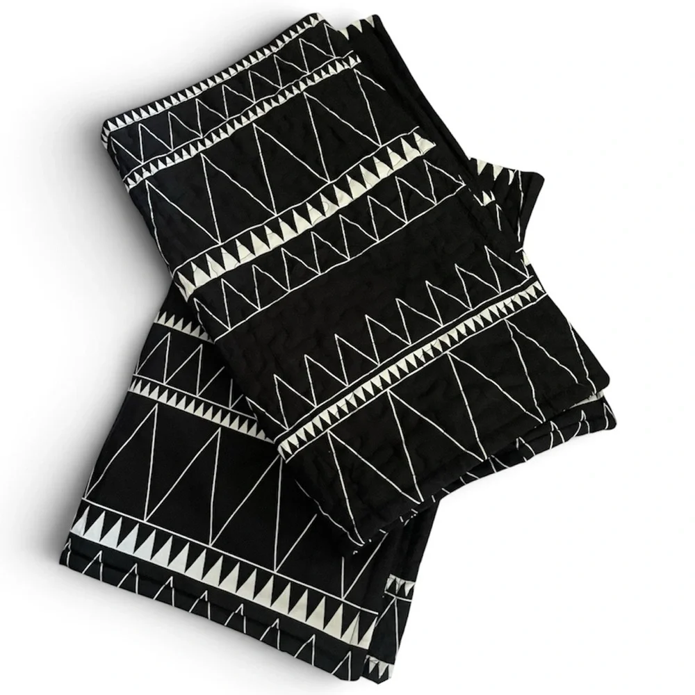 Andency Boho Tribal black and white quilted pillow shams set of two geometric
